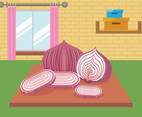 Free Slice Red Onion On Top Table Illustration