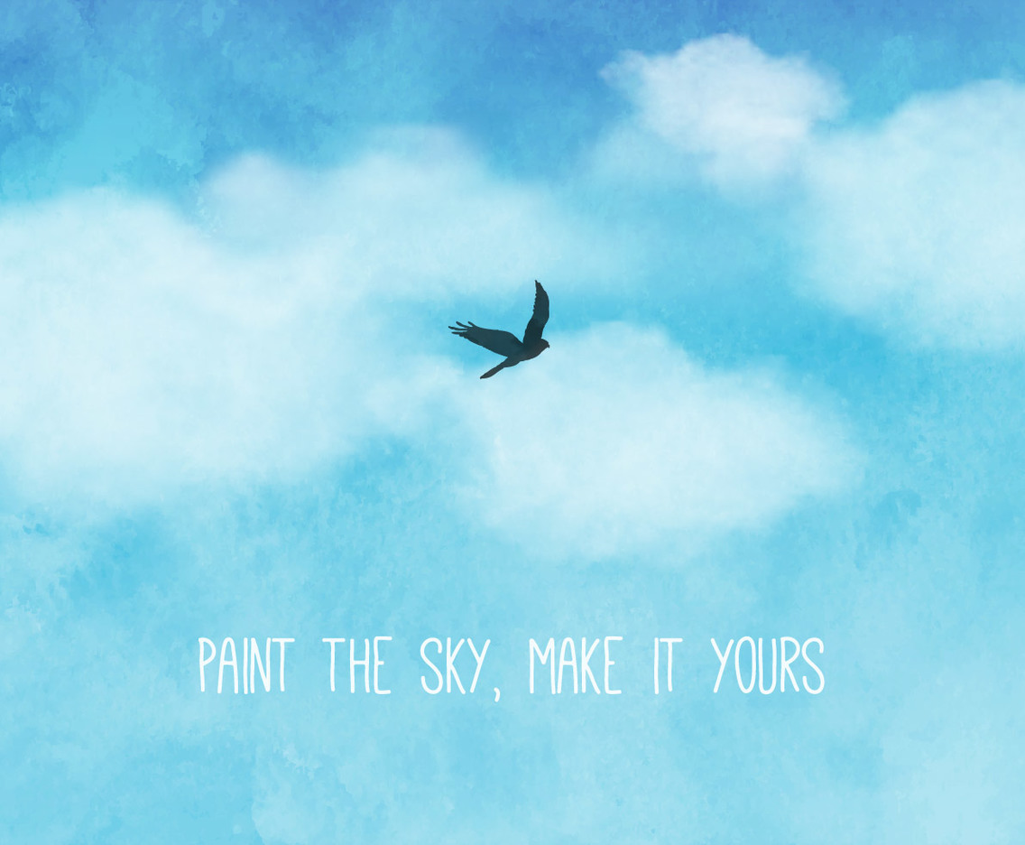 Blue Watercolor Sky And Clouds Background