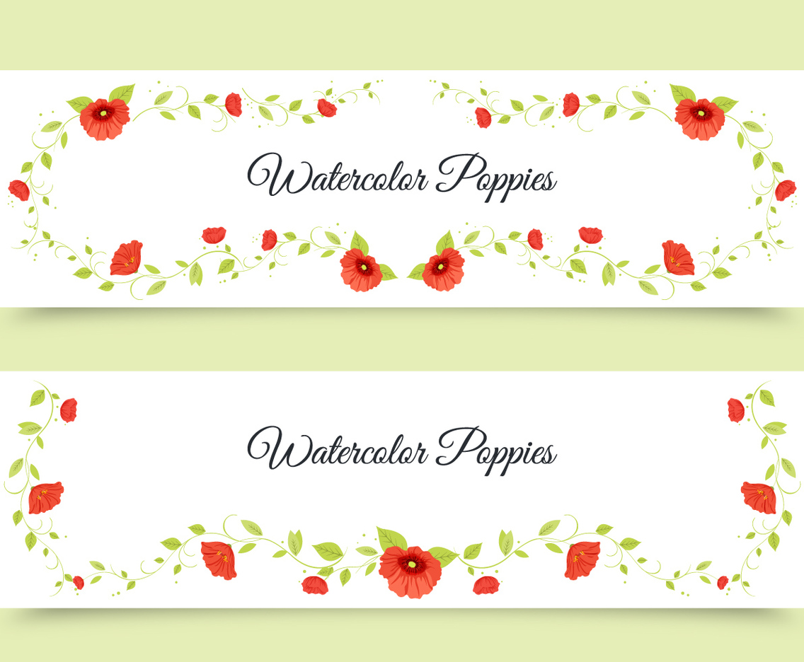 Watercolor Poppy Banners