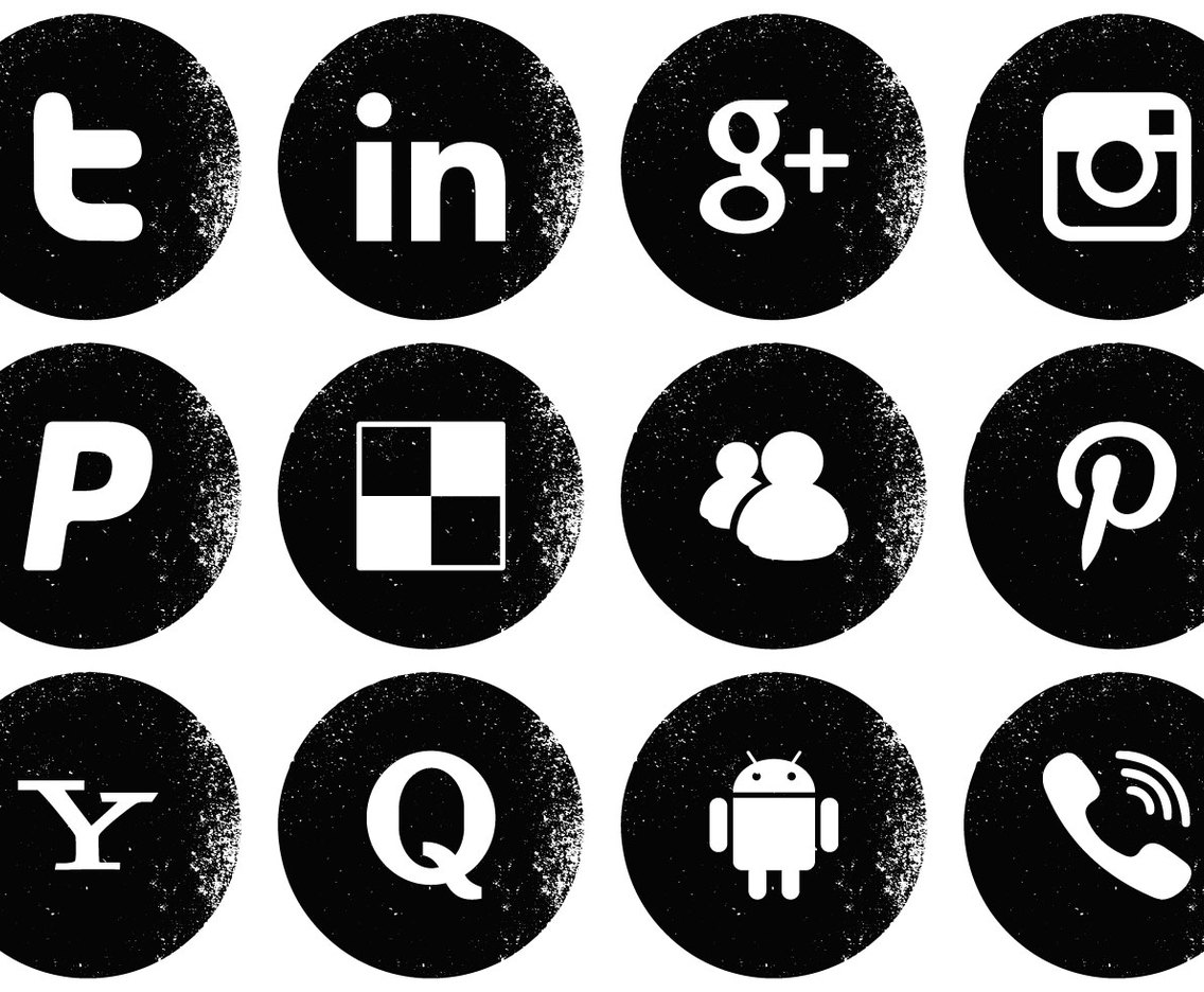Grunge Style Social Media Icon Collection