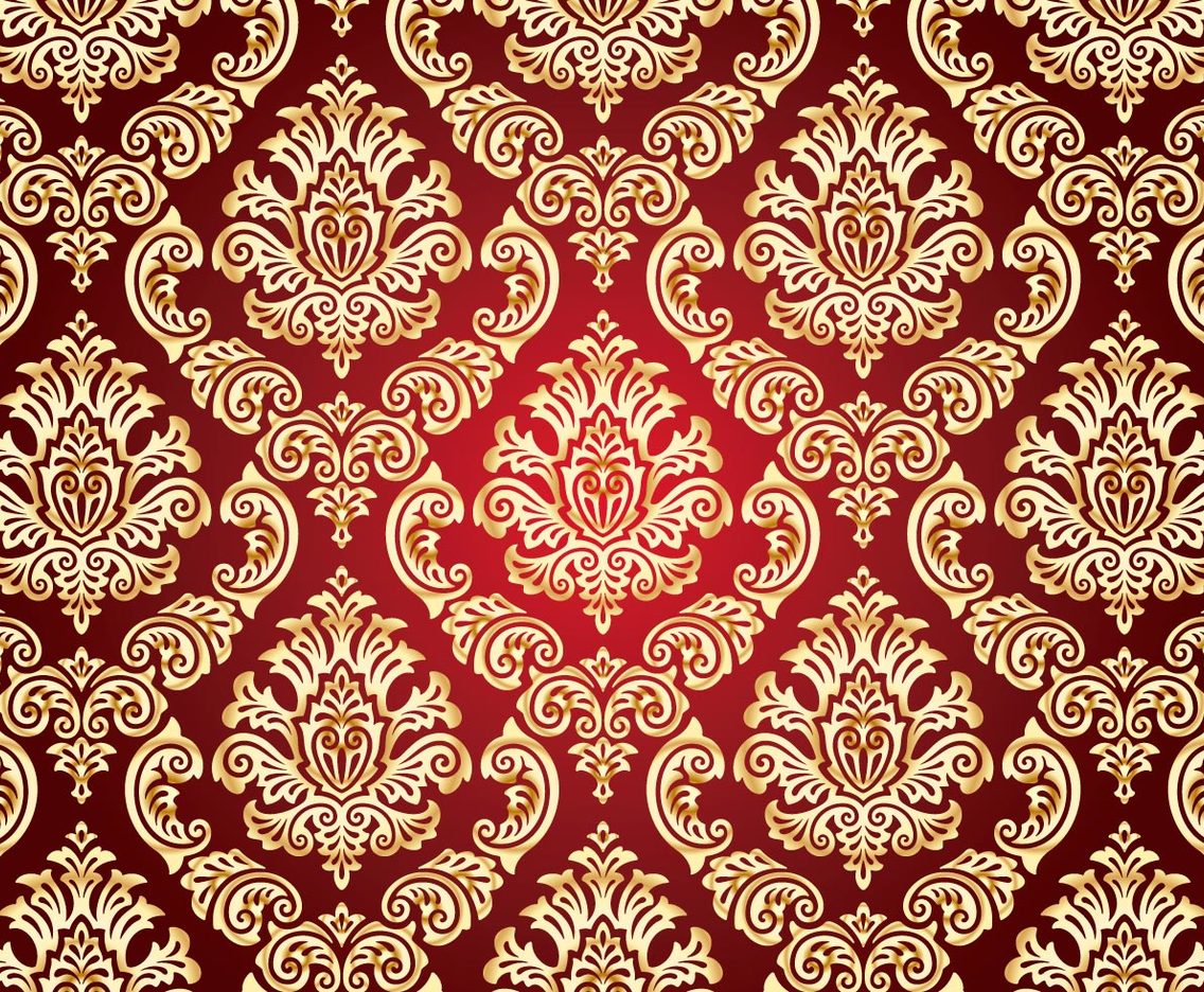 Gold and Red Damask Background