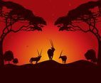 Oryx Landscape Sunset Vector Scene 