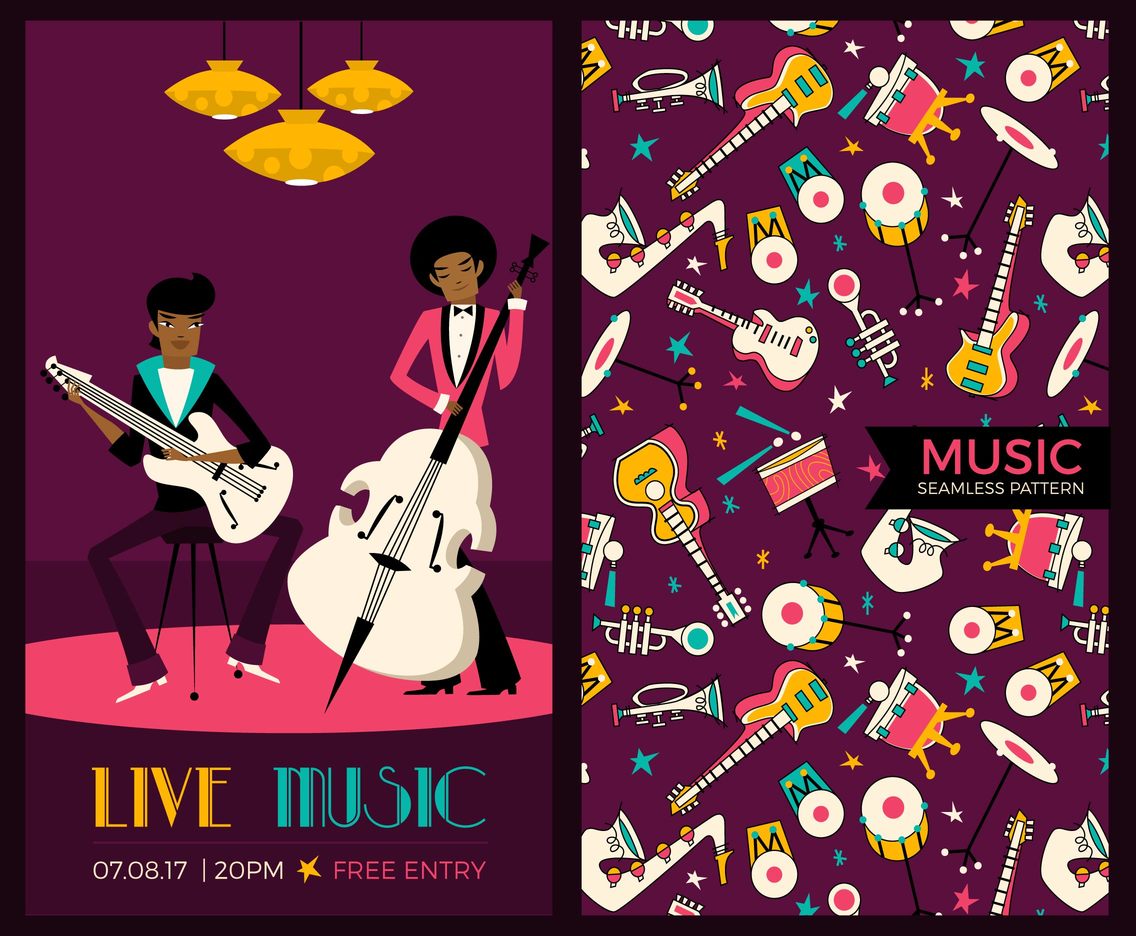 Funky Jazz Music Flyer Vector Template