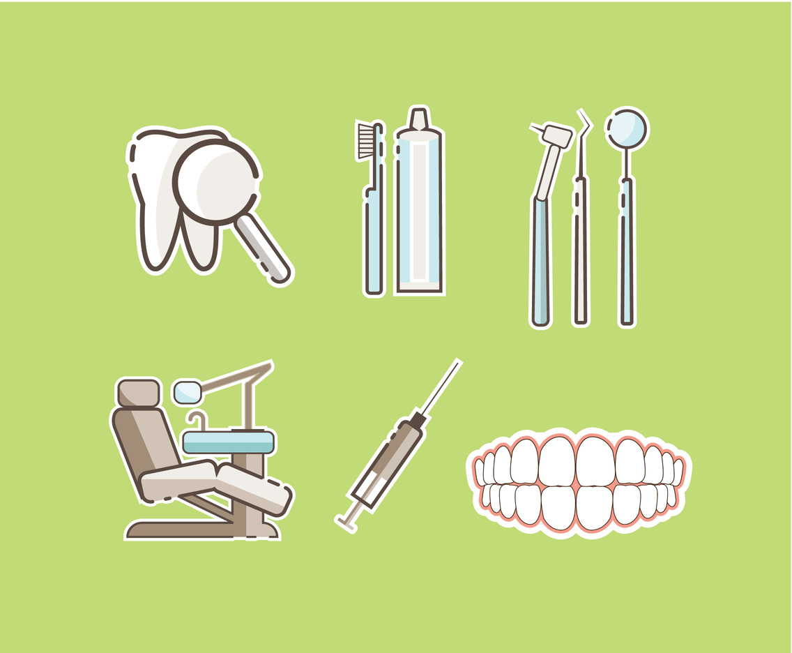 Dental Sticker Icons Vector 
