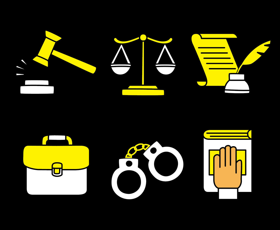 Lawyer Element White And Yellow Icons Vector