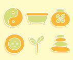 Spa Element In Green And Orange Colors Vector