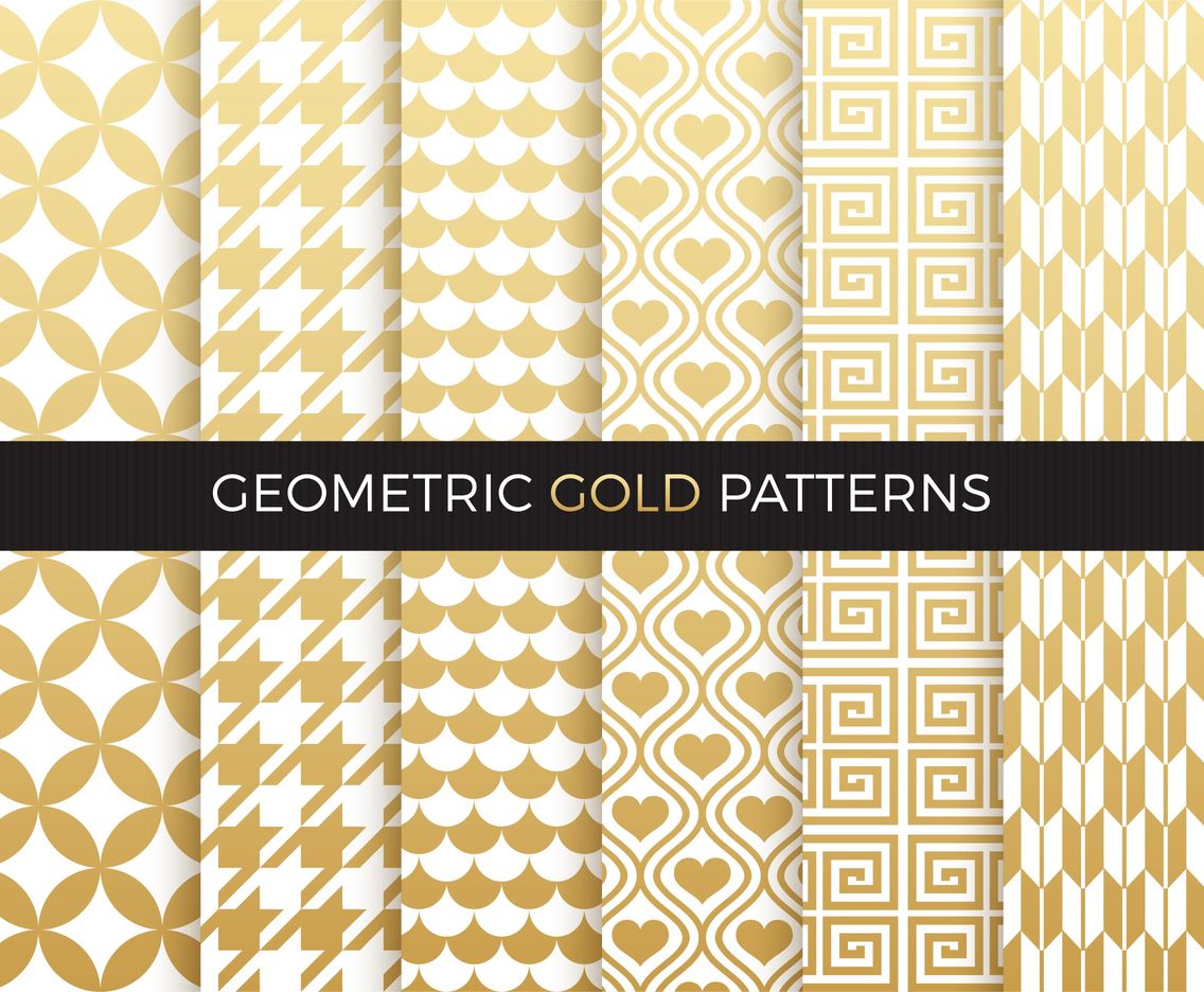 Golden Geometric Seamless Vector Patterns