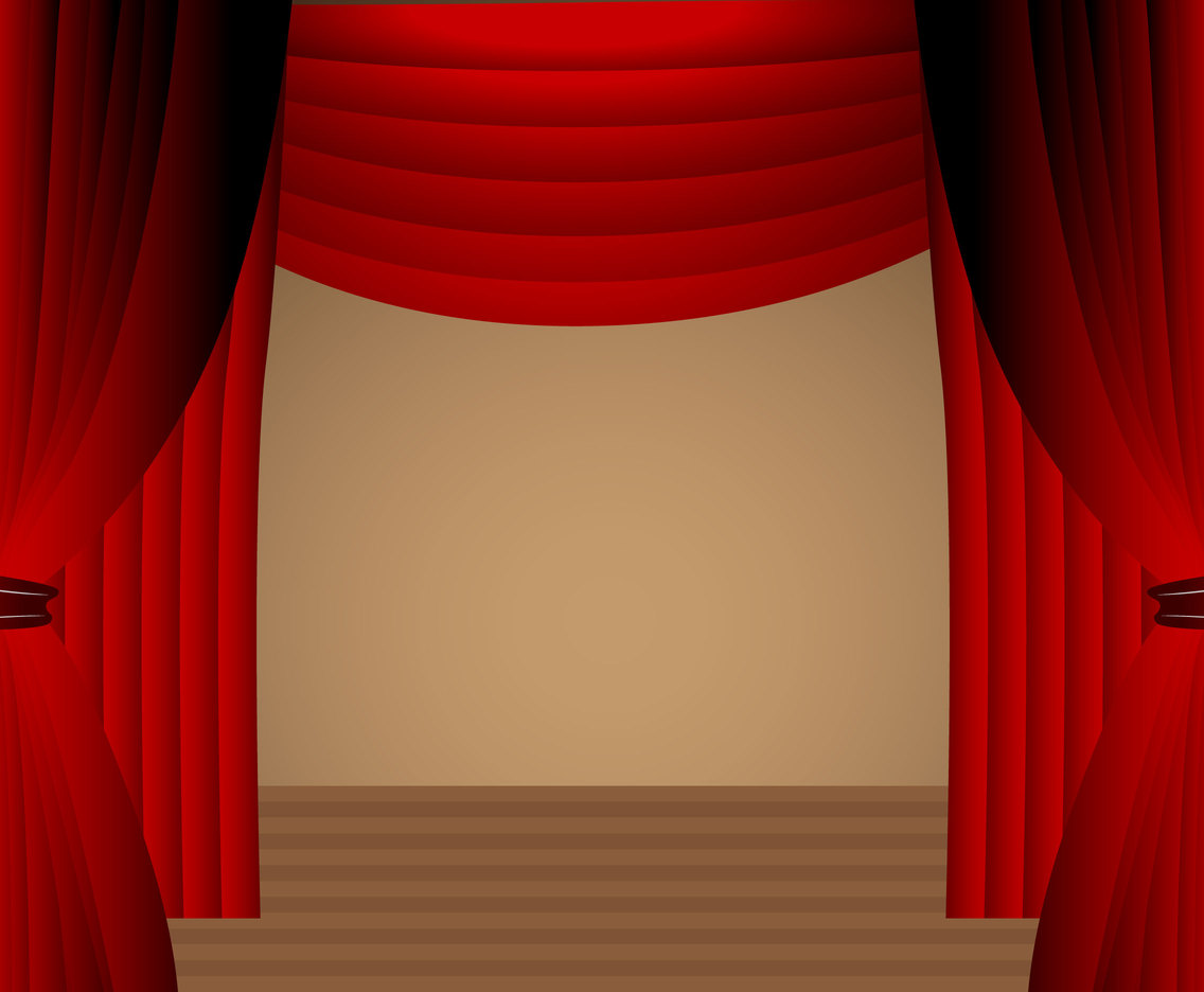Red Curtain Theater Stage Scene Vector 