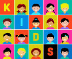Kids Character Vector Icon Set