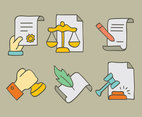 Colored Hand Drawn Lawyer Element Vectors