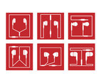 Red Square Earphones Vector Icons
