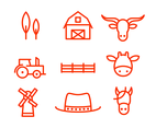 Red Line Ranch Icon Vector