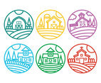 Ranch circle logo design vector set