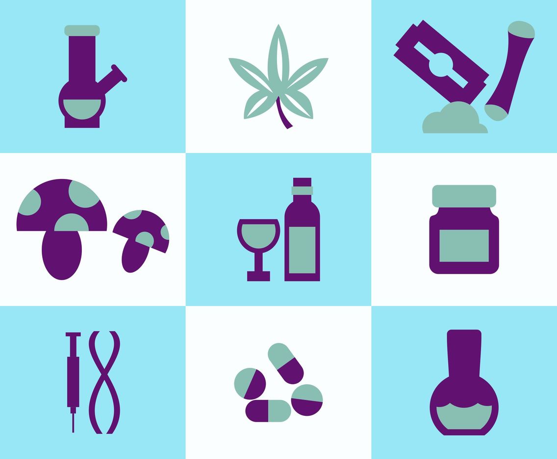 Drugs And Addiction Icons