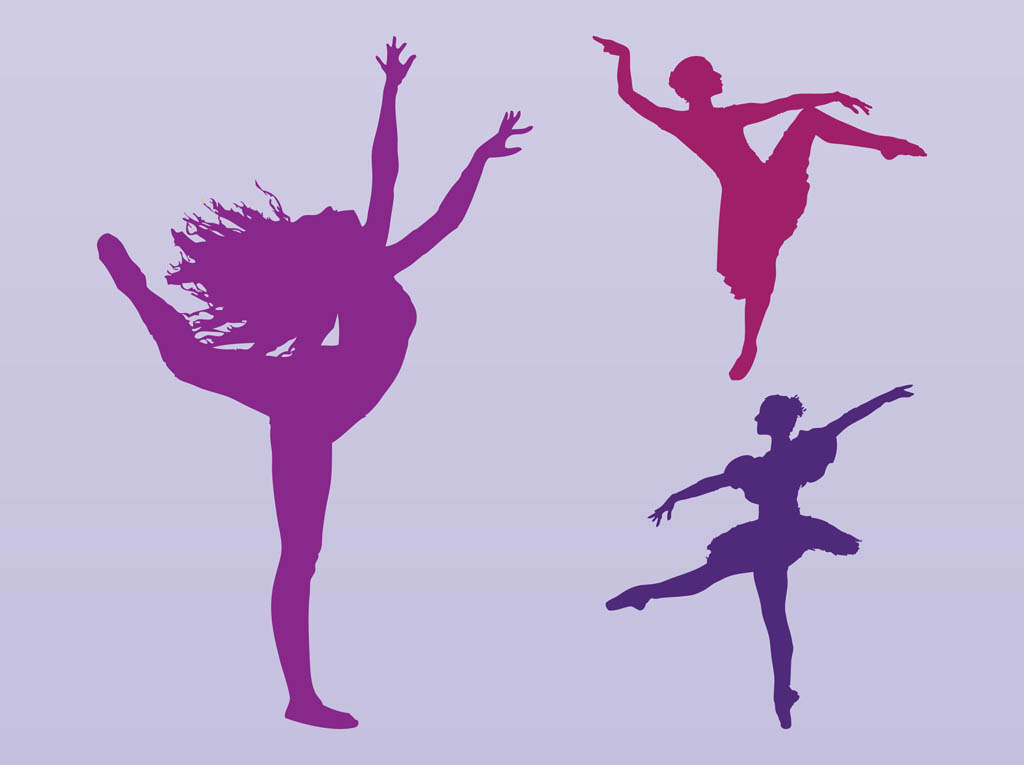 Dancing Girls Silhouettes Vector