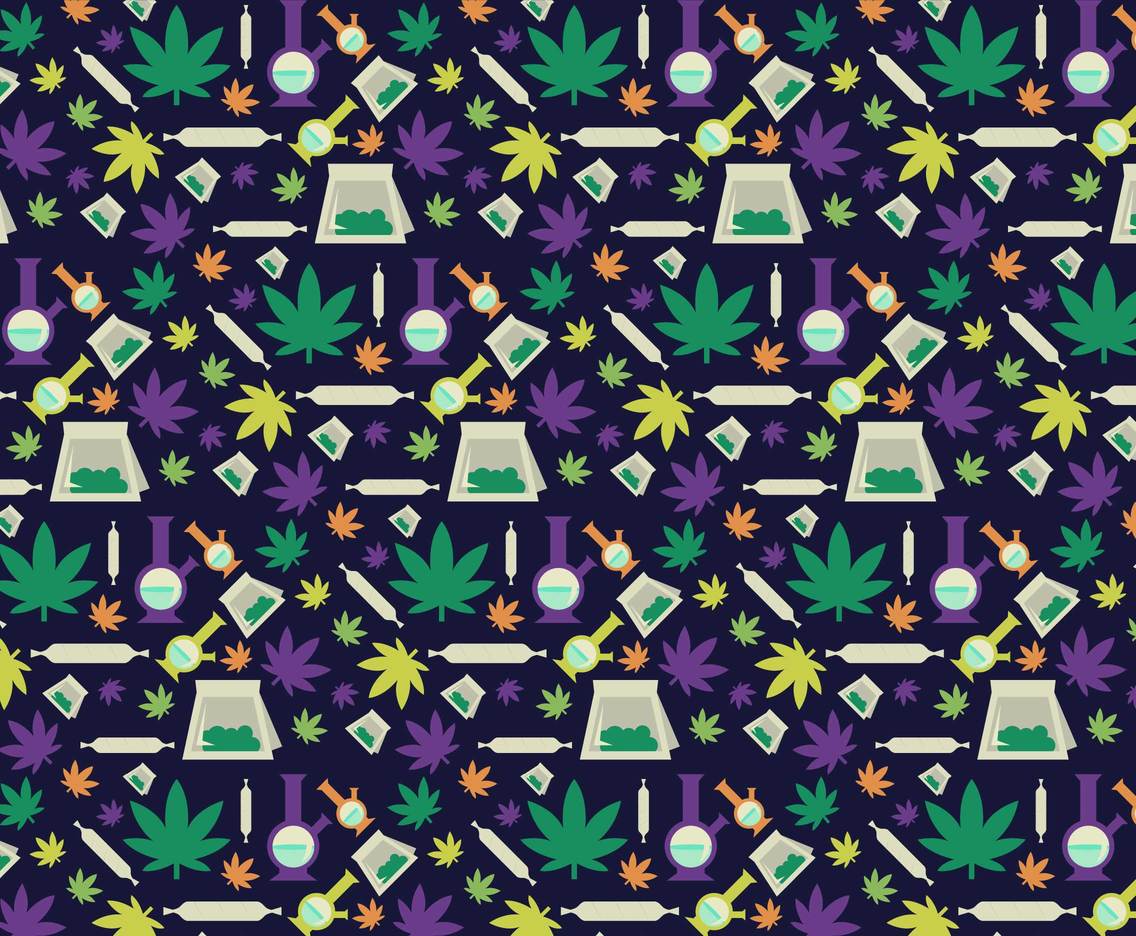 Cannabis Elements Pattern Vector