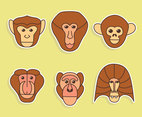 Nice Ape Face Collection Vector