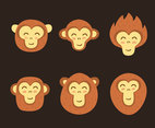 Cheerful Ape Face Collection Vector