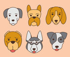 Hand Drawn Dog Face Collection Vector