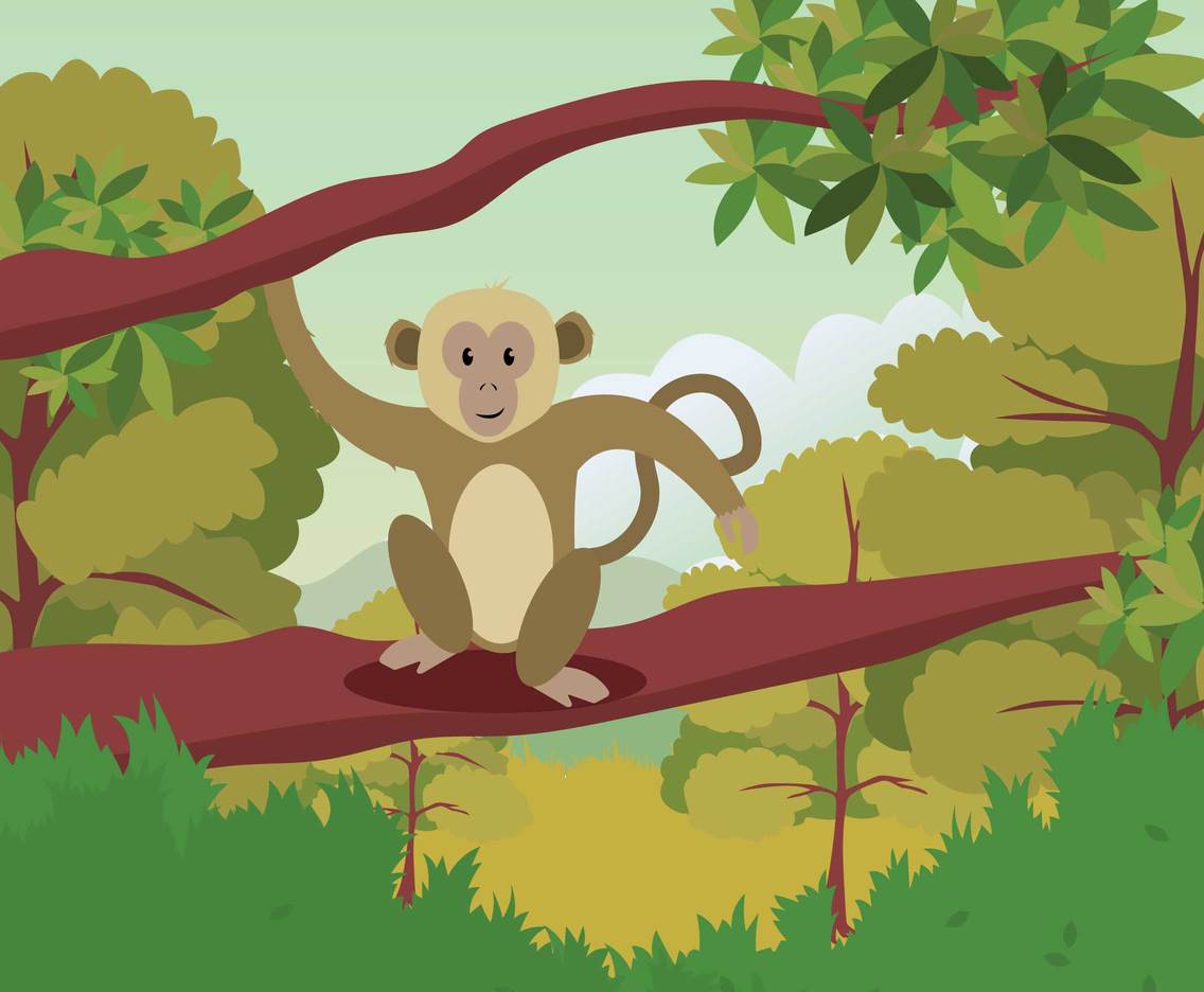 Ape Climbing On Tree Illustration