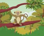 Ape Climbing On Tree Illustration