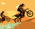 Free Motocross In Desert Illustration