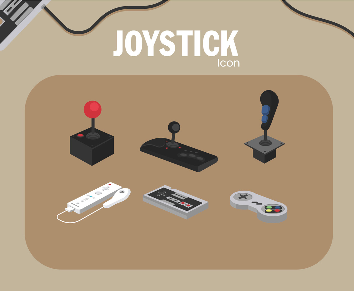 Joystick Icon Vector Brown Background