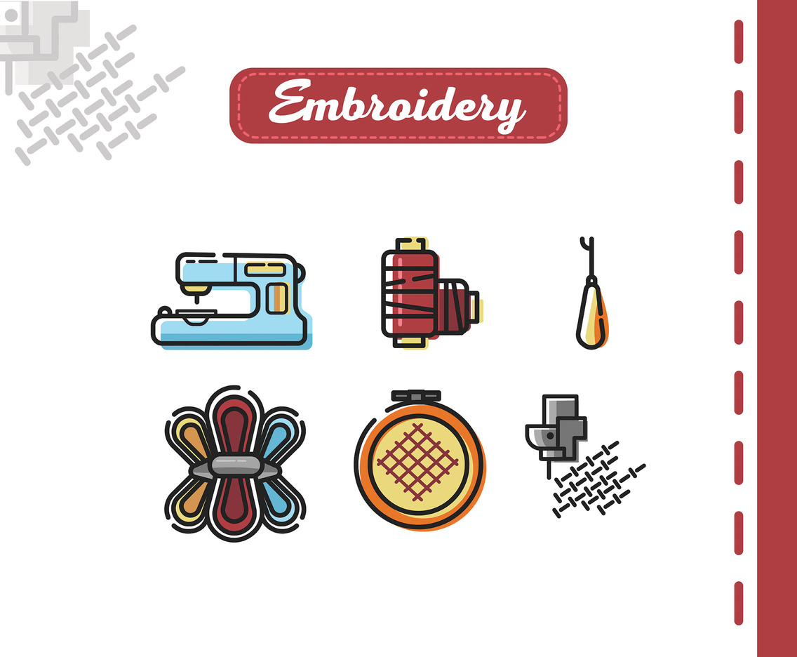 Embroidery Vector White Background