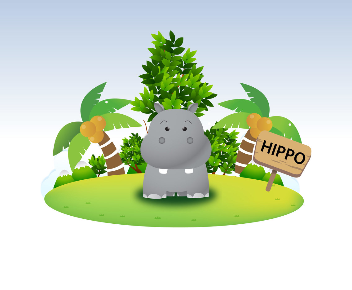 Funny Hippo Character Vector 