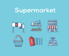 Supermarket Vector Blue Background
