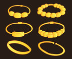 Hand Drawn Gold Bracelet Collection Vector