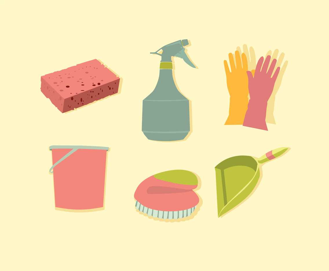 Spring Cleaning Tools Vector