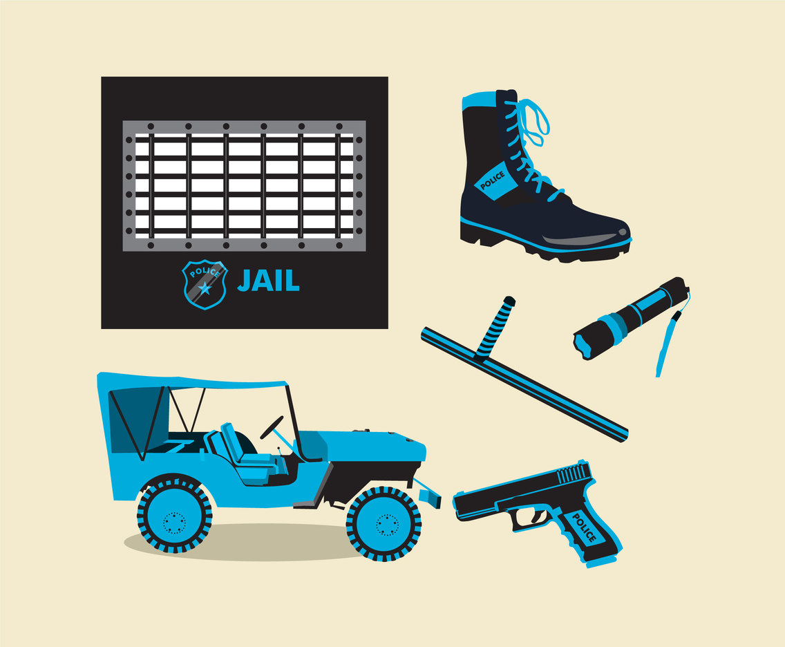 Police Patrol and Jail Vector