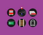Metro Subway Icons Vector