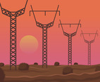 Desert Power Electricity Pylon Vector