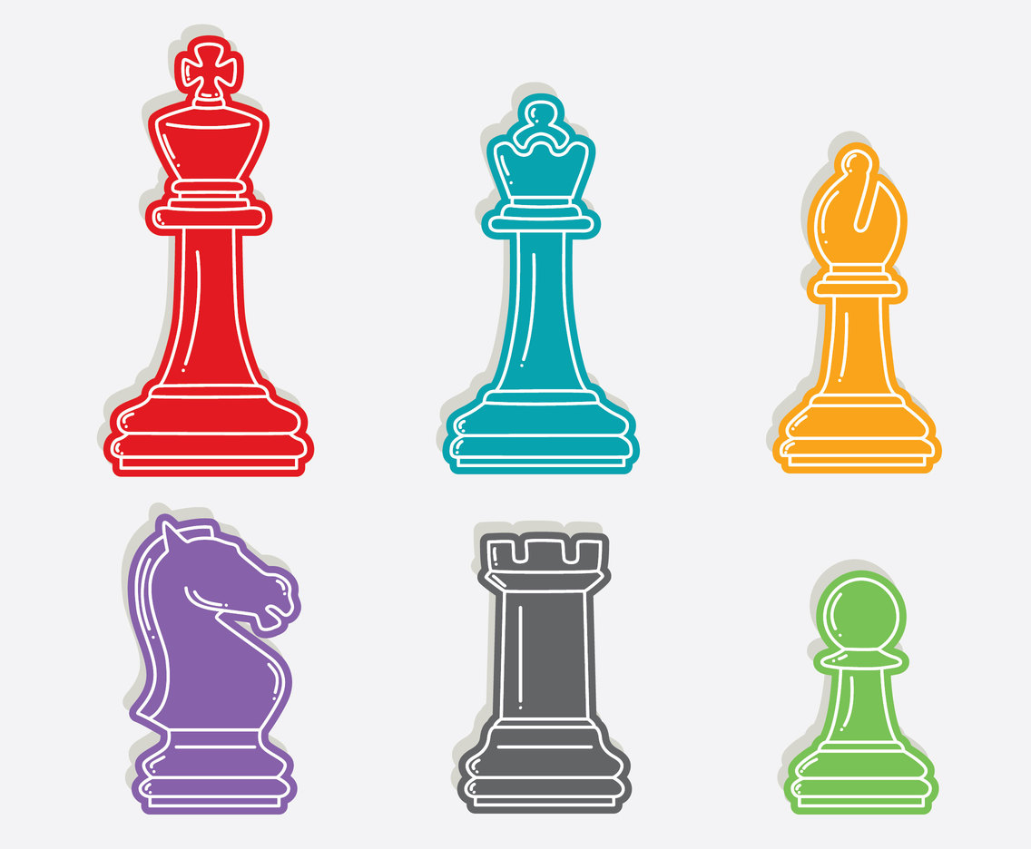 Colorful Chess Pieces Vector