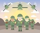 Trooper Soldiers Planes Illustration Vector