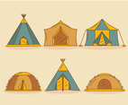 Camping Tent Dome Collection Vector