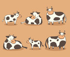 Cute Cow And Calf Collection Vector