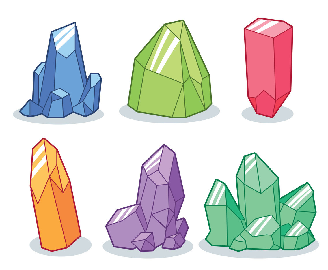 Colorful Mineral Crystal Collection Vector