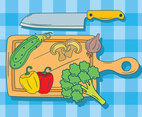 Hand Drawn Cutting Board Vegetable Vector