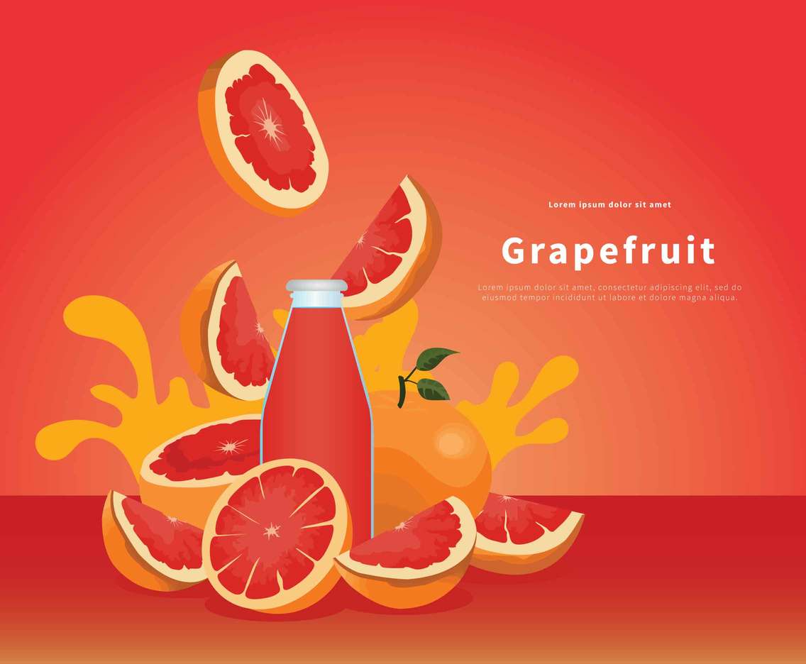 Grapefruit Juice In Bottle Illustration