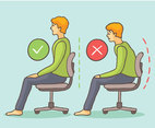 Wrong And Right Sitting Posture Vector