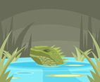 Swimming Iguana Vector