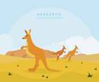 Kangaroo On Desert Illustration