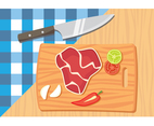 Meat on Chop Board Illustration