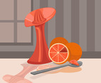 Grapefruit on Table Vector