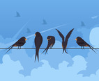 Swallow on Wire Vector