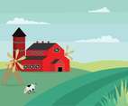 Ranch With Green Landscape illustration