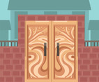 Woodcarving Door Vector